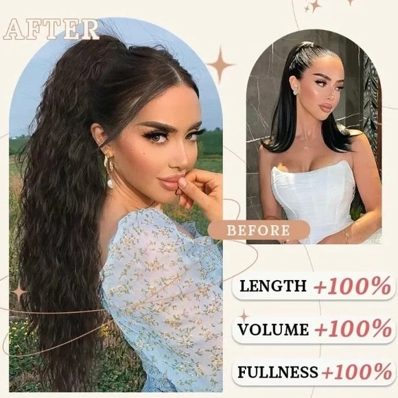 Claw Clip On Ponytail - Medium Brown in 30” length - Picture 3 of 6